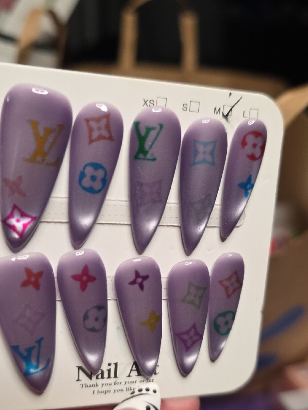 Purple Designer-Style Press-On Nail Set